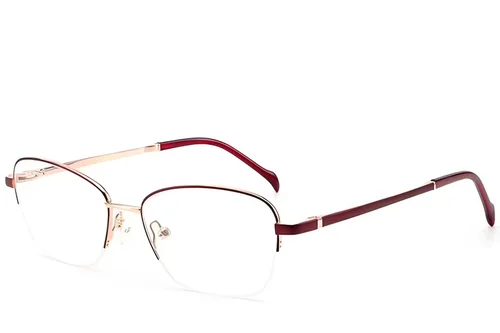 Lunettes semi-cerclées en métal rouge #BS2012-3059