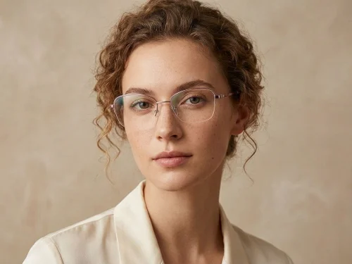 Lunettes semi-cerclées en métal rose #BS2012-3060
