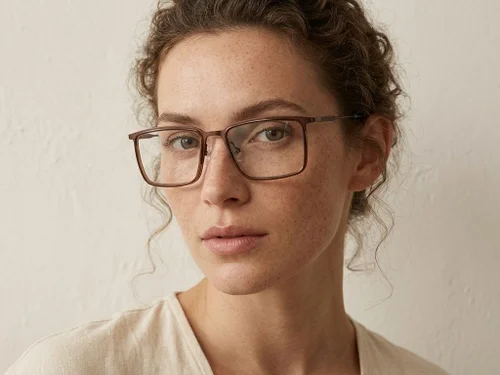 Lunettes rectangulaires en métal brun #BS2012-3065