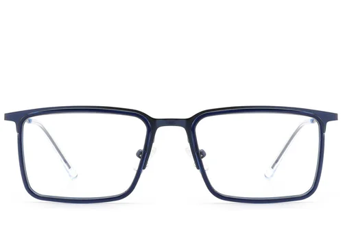 Lunettes rectangulaires en métal bleu #BS2012-3066