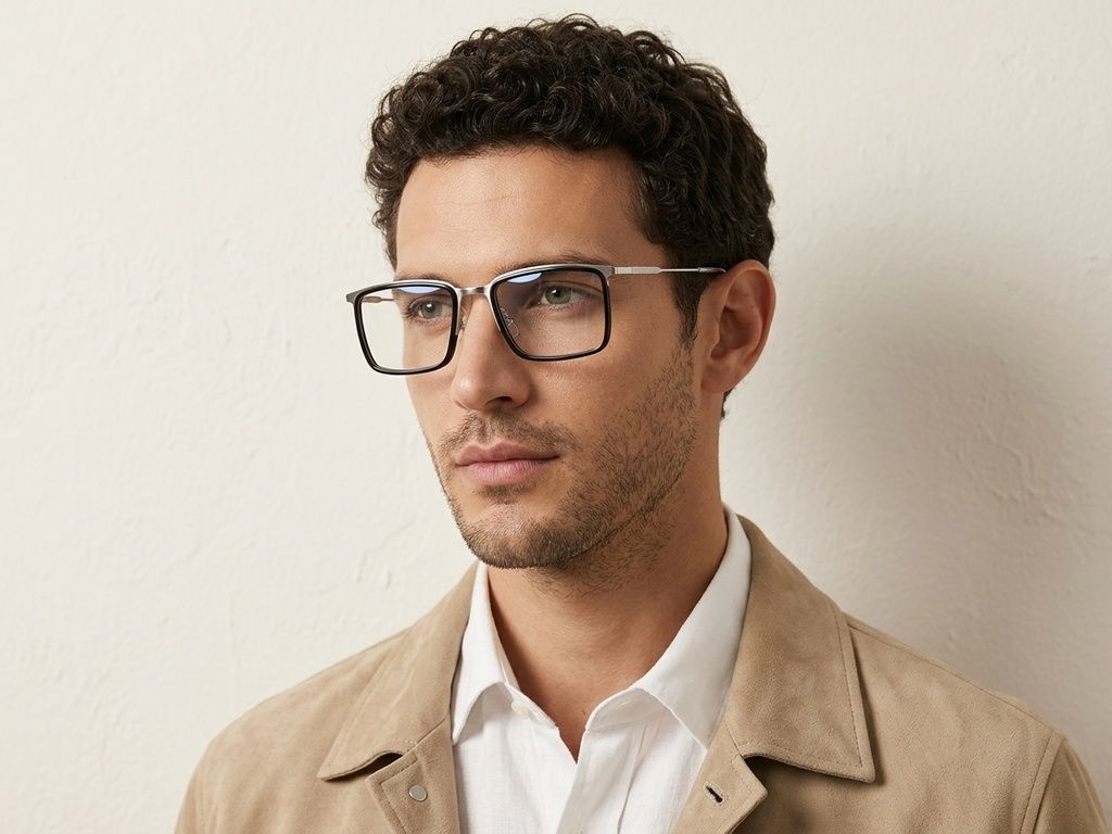 Lunettes rectangulaires en métal noir #BS2012-3067