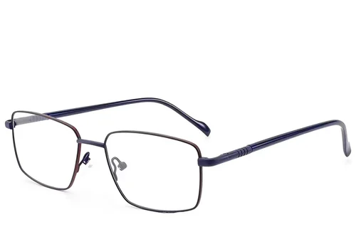 Lunettes rectangulaires en métal bleu #BS2012-3083