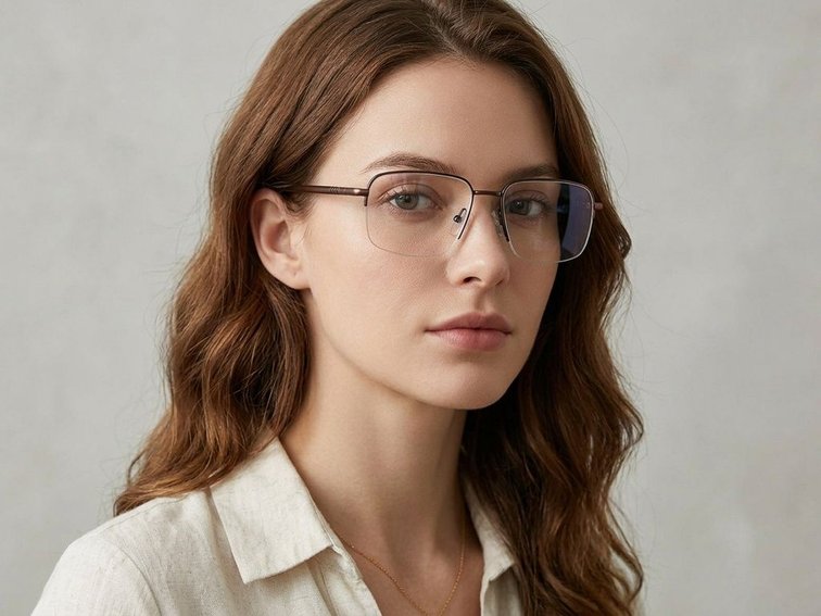 Semi-rimless Copper Metal Glasses #BS2012-3086