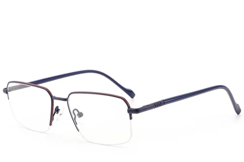 Lunettes semi-cerclées en métal bleu #BS2012-3087