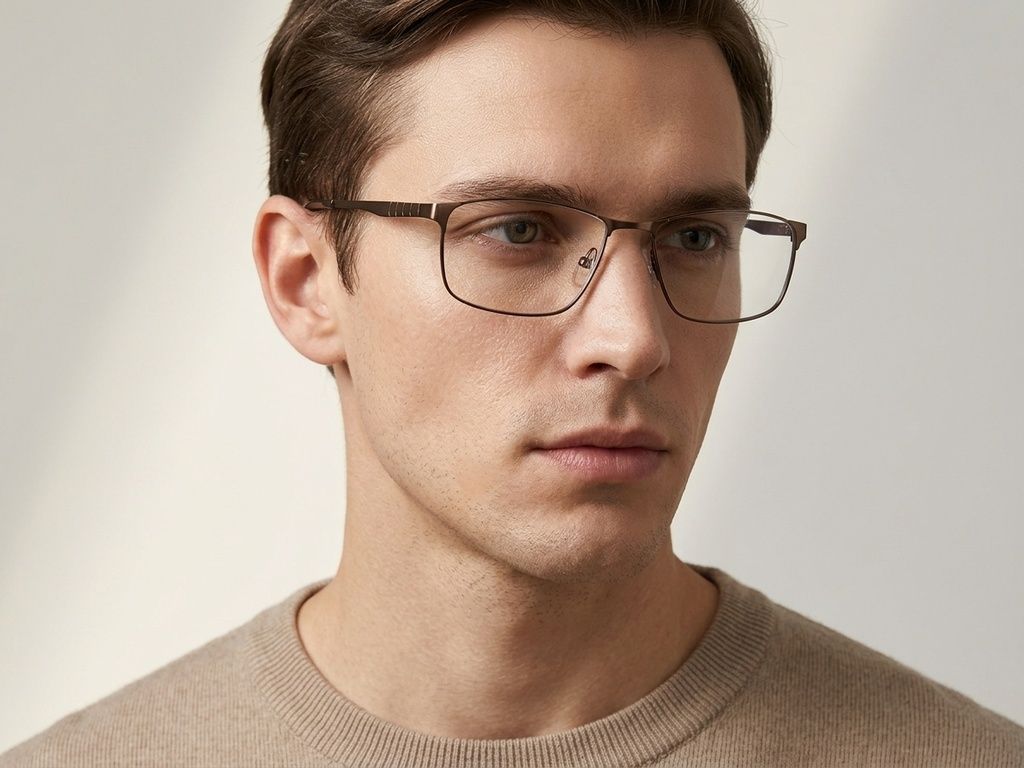 Rectangular Brown Metal Glasses #BS2012-3092