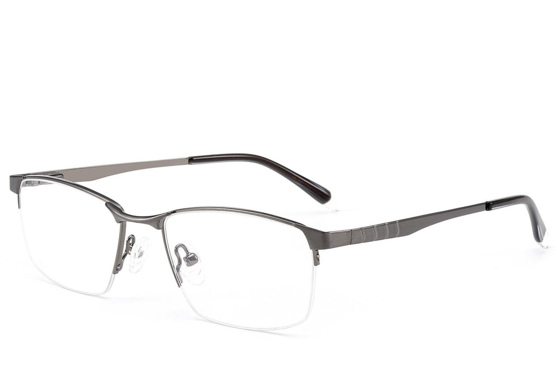 Semi-rimless Grey Metal Glasses #BS2012-3096