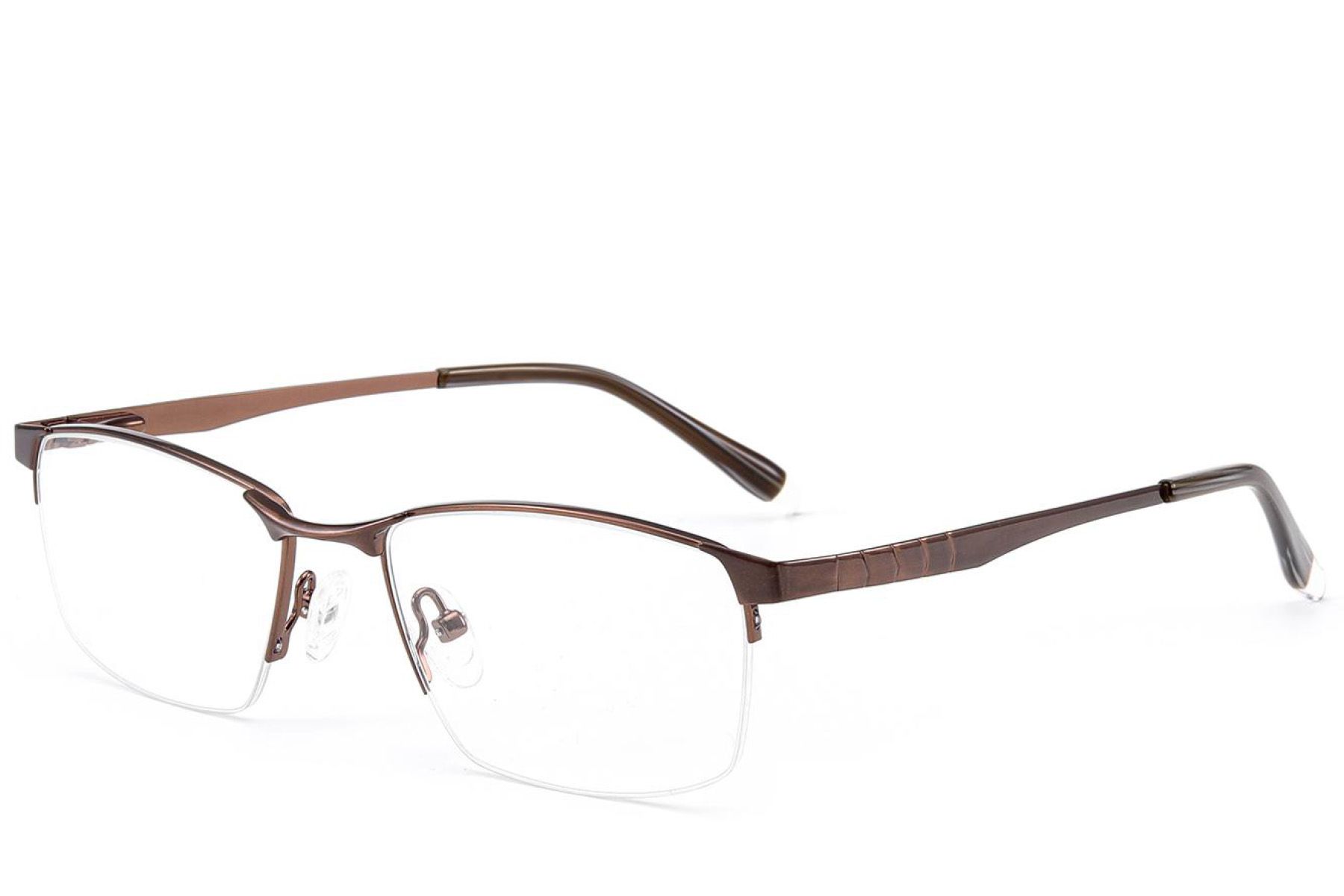 Halbrandlose braune Metallbrille #BS2012-3097