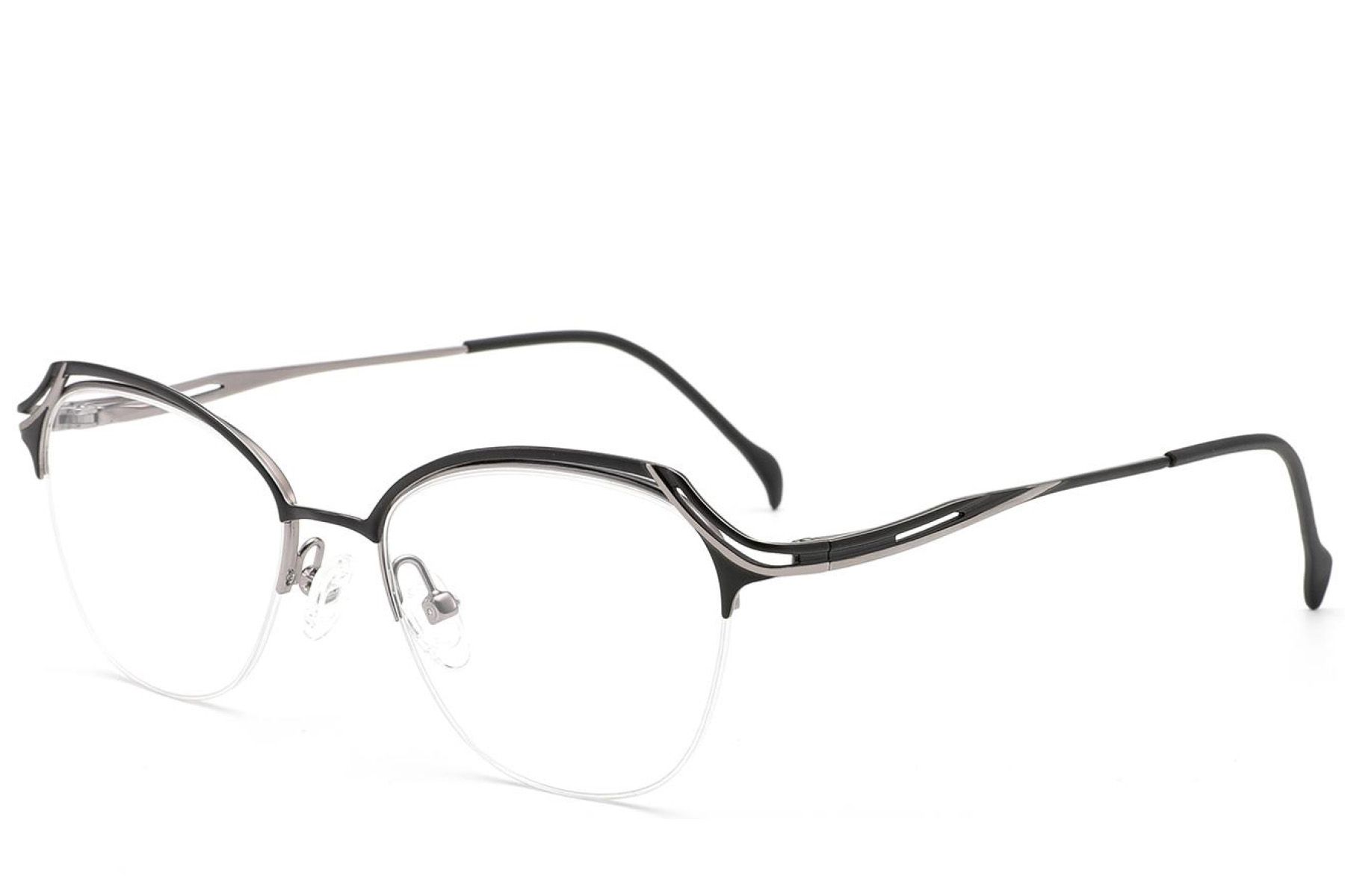 Gafas de metal negro con montura semi al aire #BS2012-3104