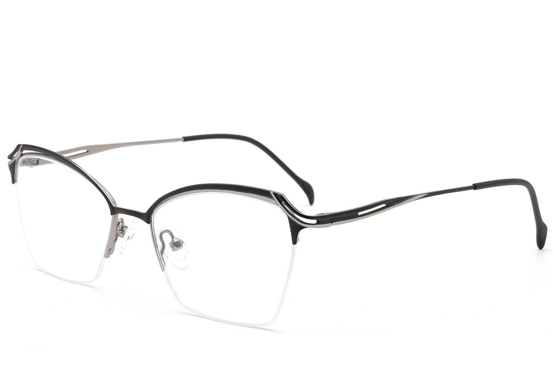 Gafas de metal negro con montura semi al aire #BS2012-3109