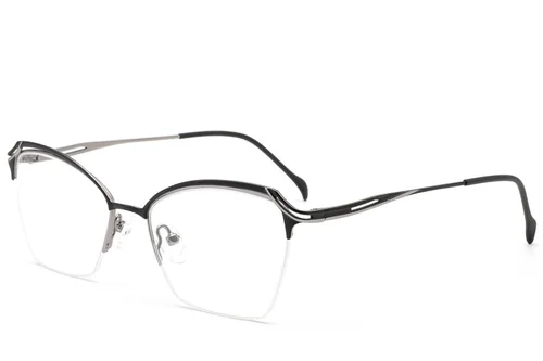 Lunettes semi-cerclées en métal noir #BS2012-3109