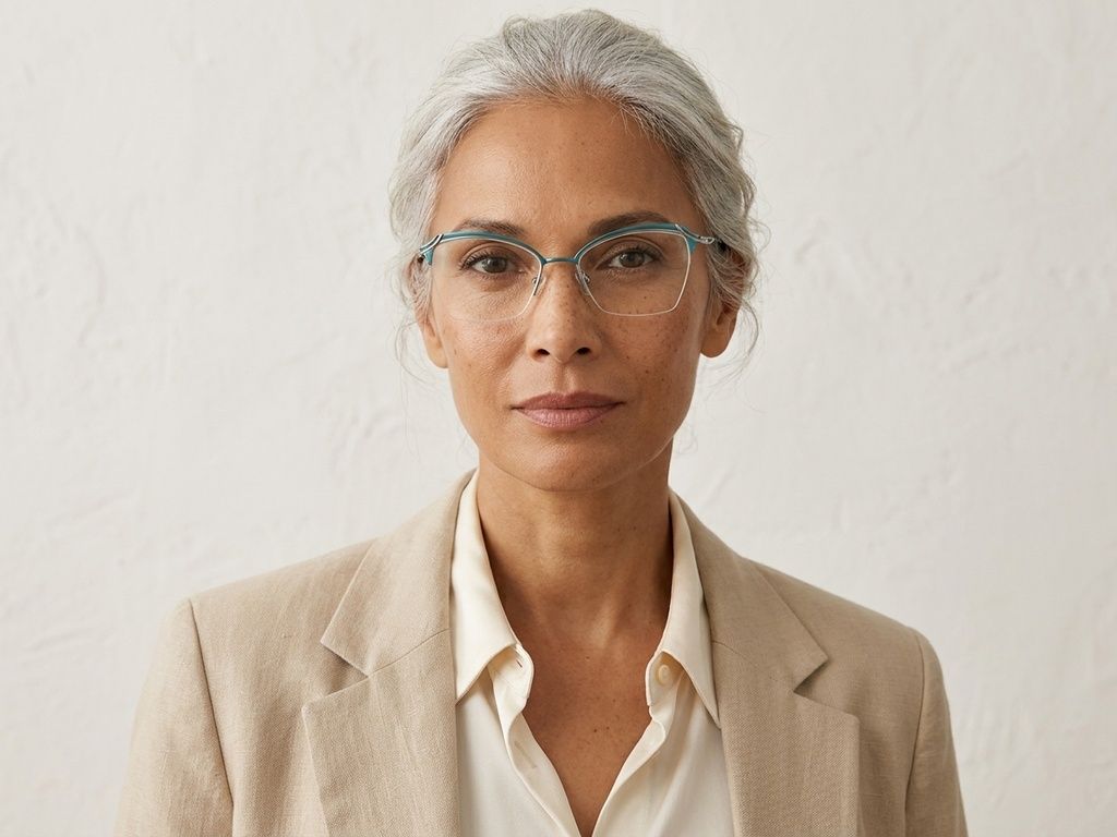 Gafas de metal azul con montura semi al aire #BS2012-3110