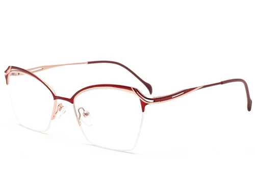 Lunettes semi-cerclées en métal rouge #BS2012-3111