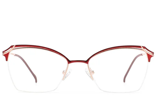 Lunettes semi-cerclées en métal rouge #BS2012-3111