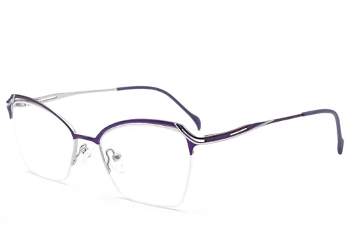 Lunettes semi-cerclées en métal violet #BS2012-3112