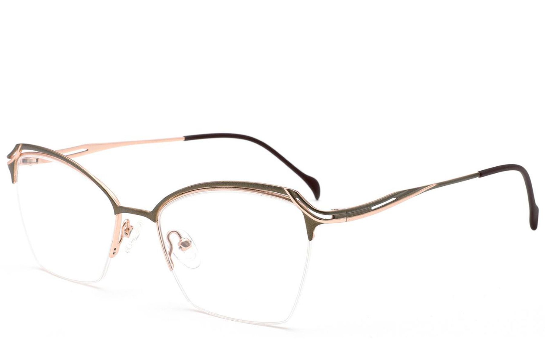 Occhiali semi-senza montatura in metallo marrone #BS2012-3113