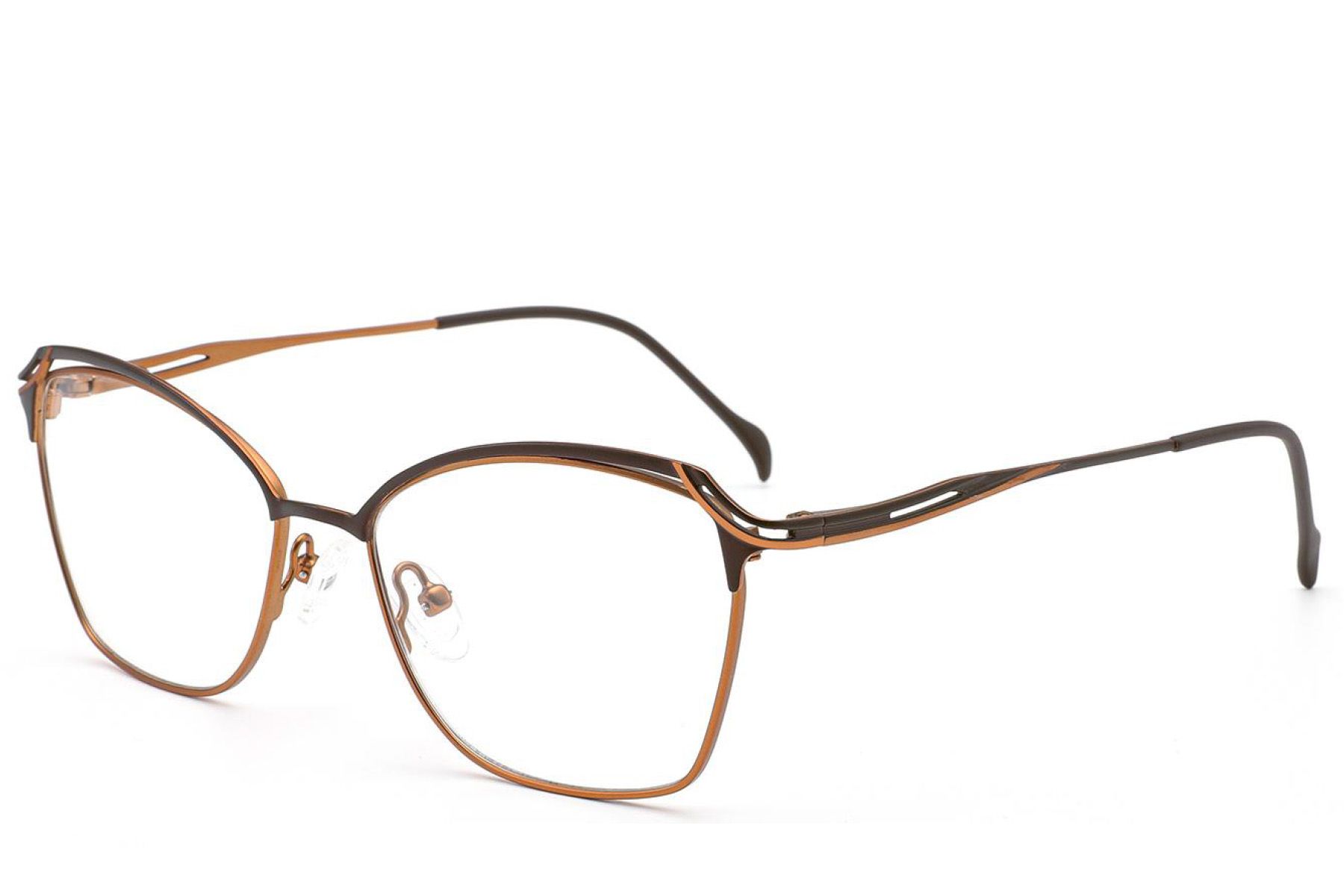 Occhiali in metallo marrone con motivo a farfalla #BS2012-3114