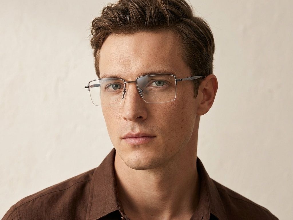 Gafas de metal gris semi al aire #BS2012-3125