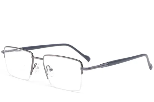 Lunettes semi-cerclées en métal gris #BS2012-3125