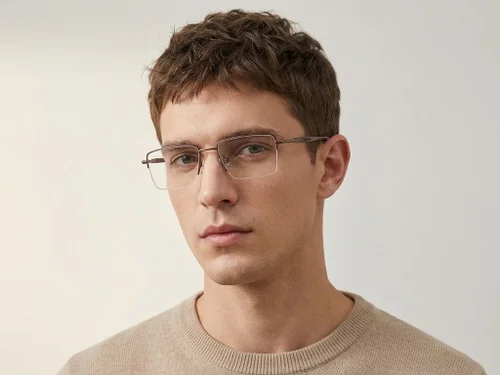 Lunettes semi-cerclées en métal cuivré #BS2012-3126