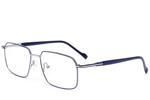 Lunettes rectangulaires en métal bleu #BS2012-3133