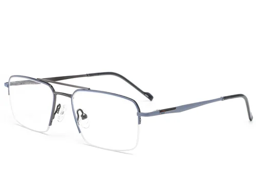 Lunettes semi-cerclées en métal bleu #BS2012-3145