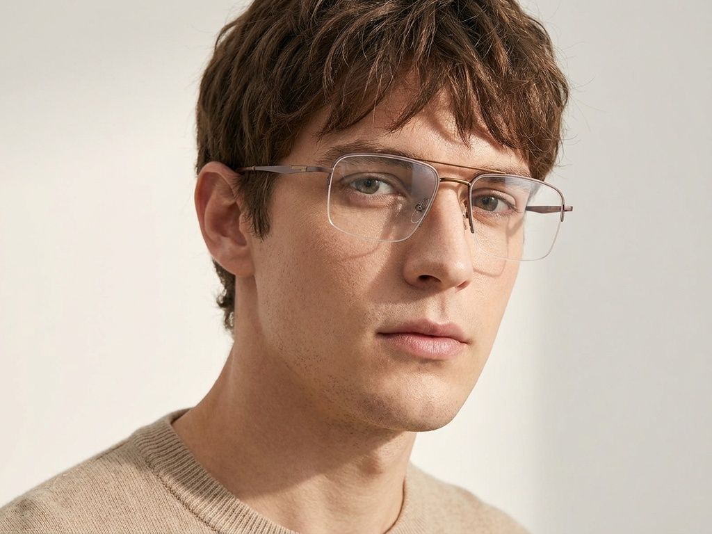 Semi-rimless Copper Metal Glasses #BS2012-3146