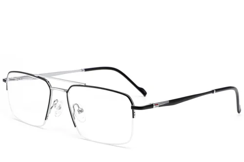 Lunettes semi-cerclées en métal noir #BS2012-3147