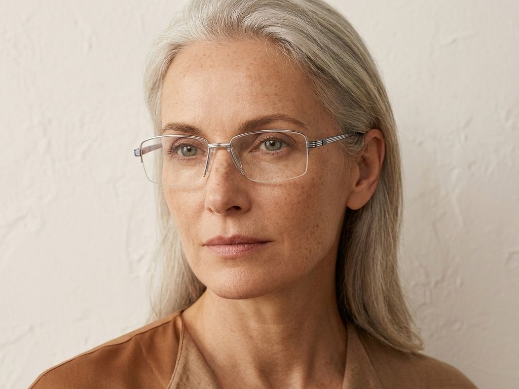 Lunettes semi-cerclées en métal argenté #BS2012-3162