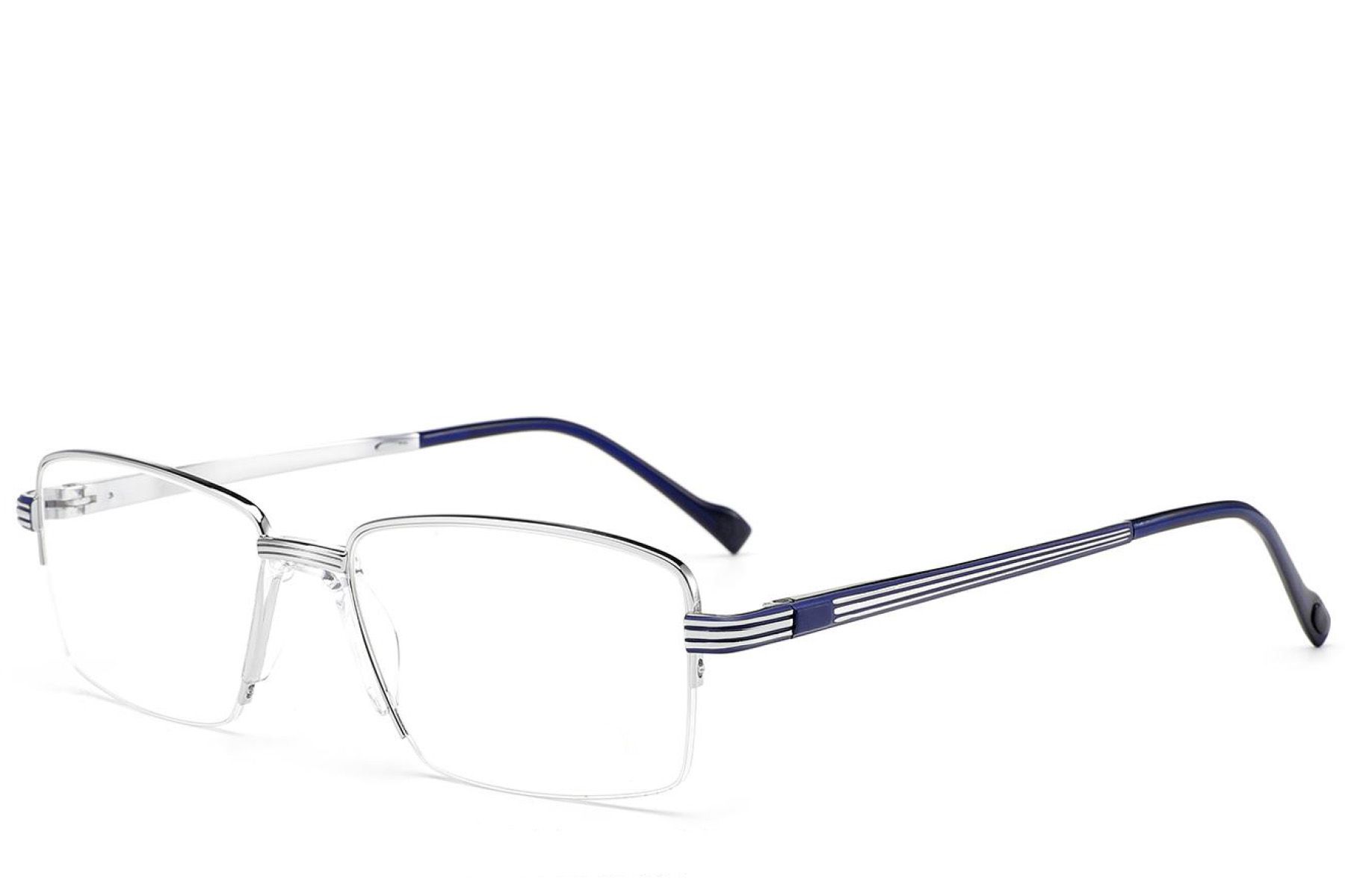 Semi-rimless Silver Metal Glasses #BS2012-3162