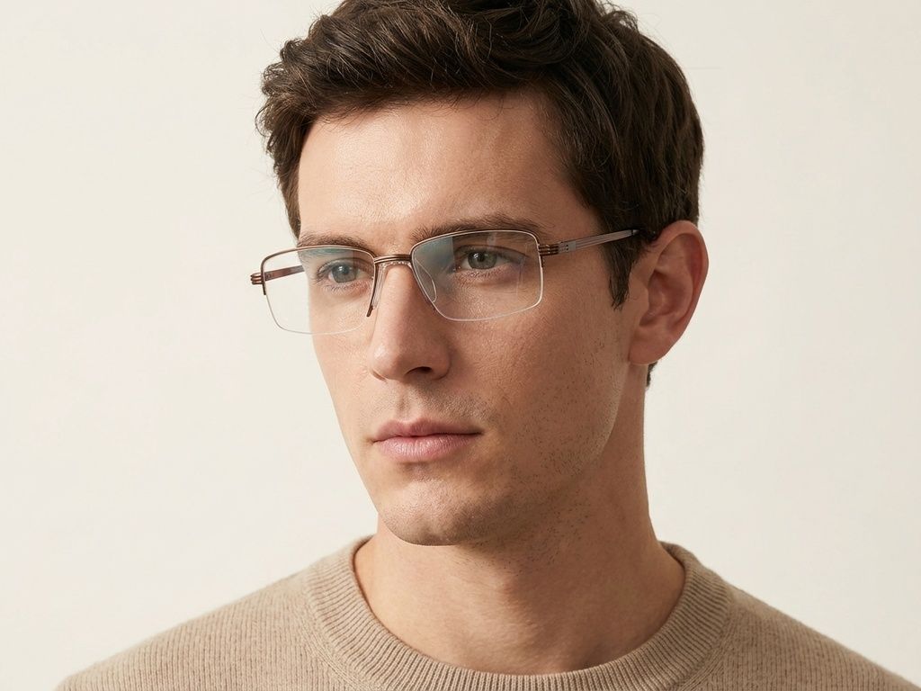 Gafas de metal color cobre con montura semi al aire #BS2012-3163