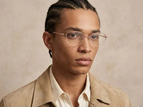Lunettes semi-cerclées en métal rose #BS2012-3178
