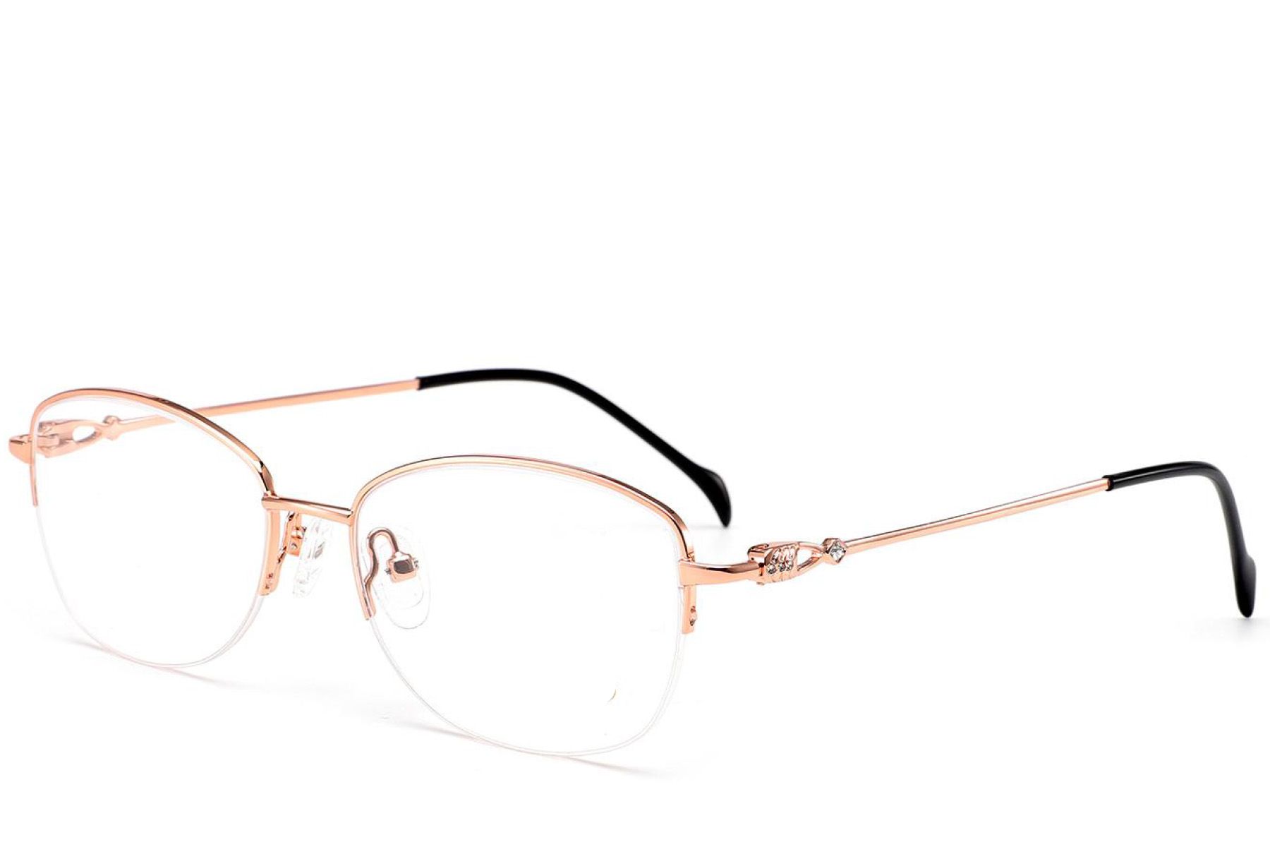 Semi-rimless Pink Metal Glasses #BS2012-3178