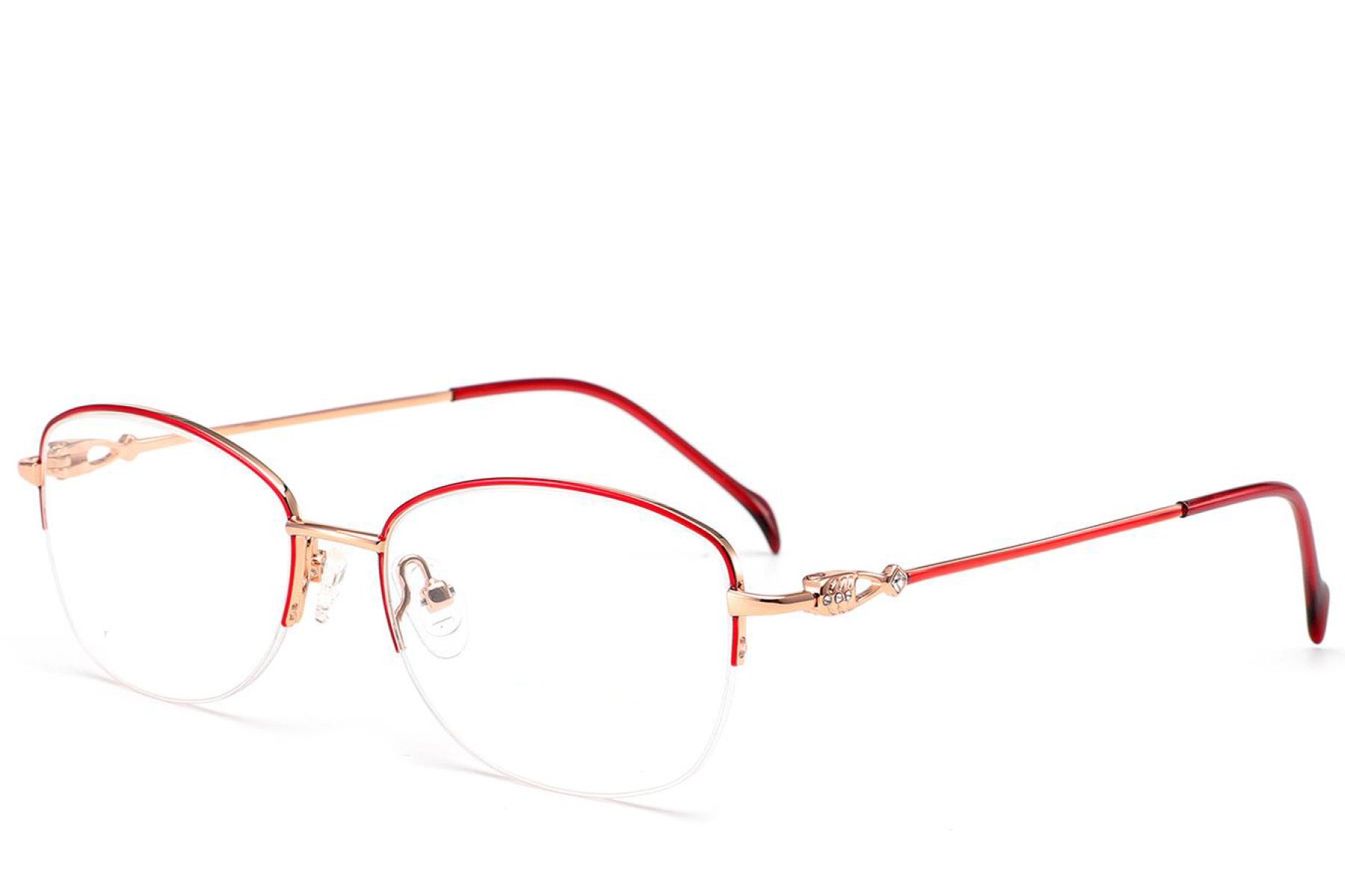 Gafas de metal rojo con montura semi al aire #BS2012-3180