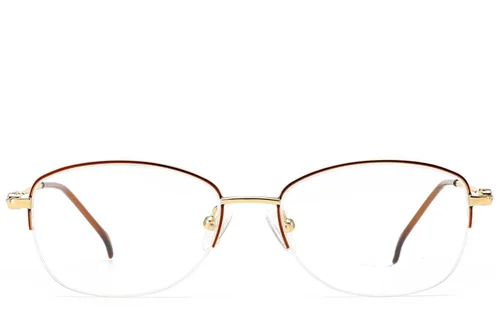 Lunettes semi-cerclées en métal marron #BS2012-3181