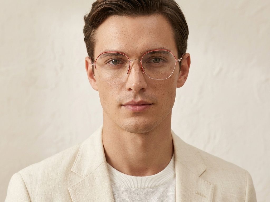 Gafas semi al aire de metal rojo #BS2012-3192