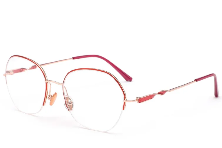 Semi-rimless Red Metal Glasses #BS2012-3192