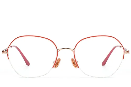 Lunettes semi-cerclées en métal rouge #BS2012-3192