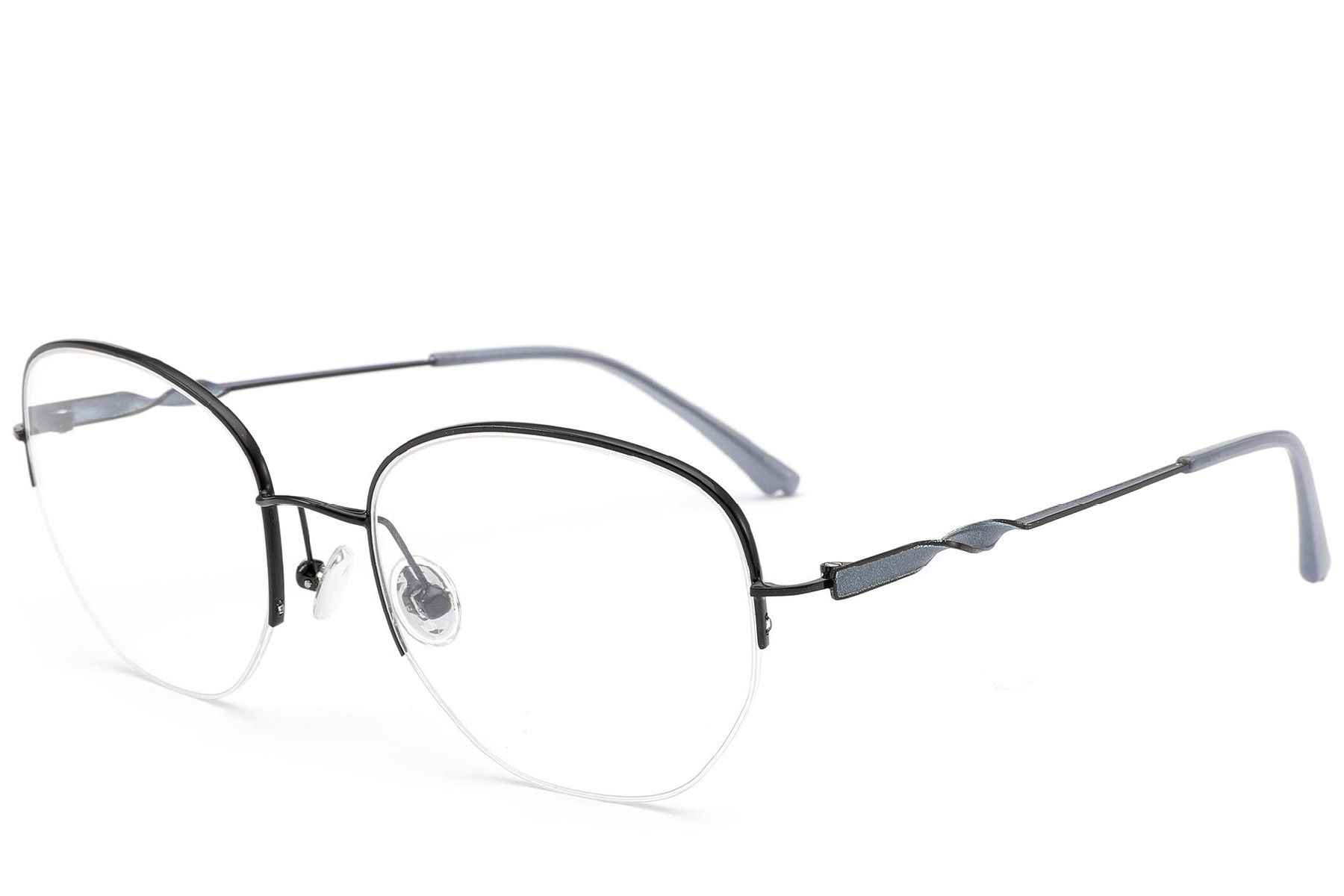 Gafas de metal negro con montura semi al aire #BS2012-3193