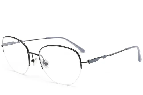 Lunettes semi-cerclées en métal noir #BS2012-3193