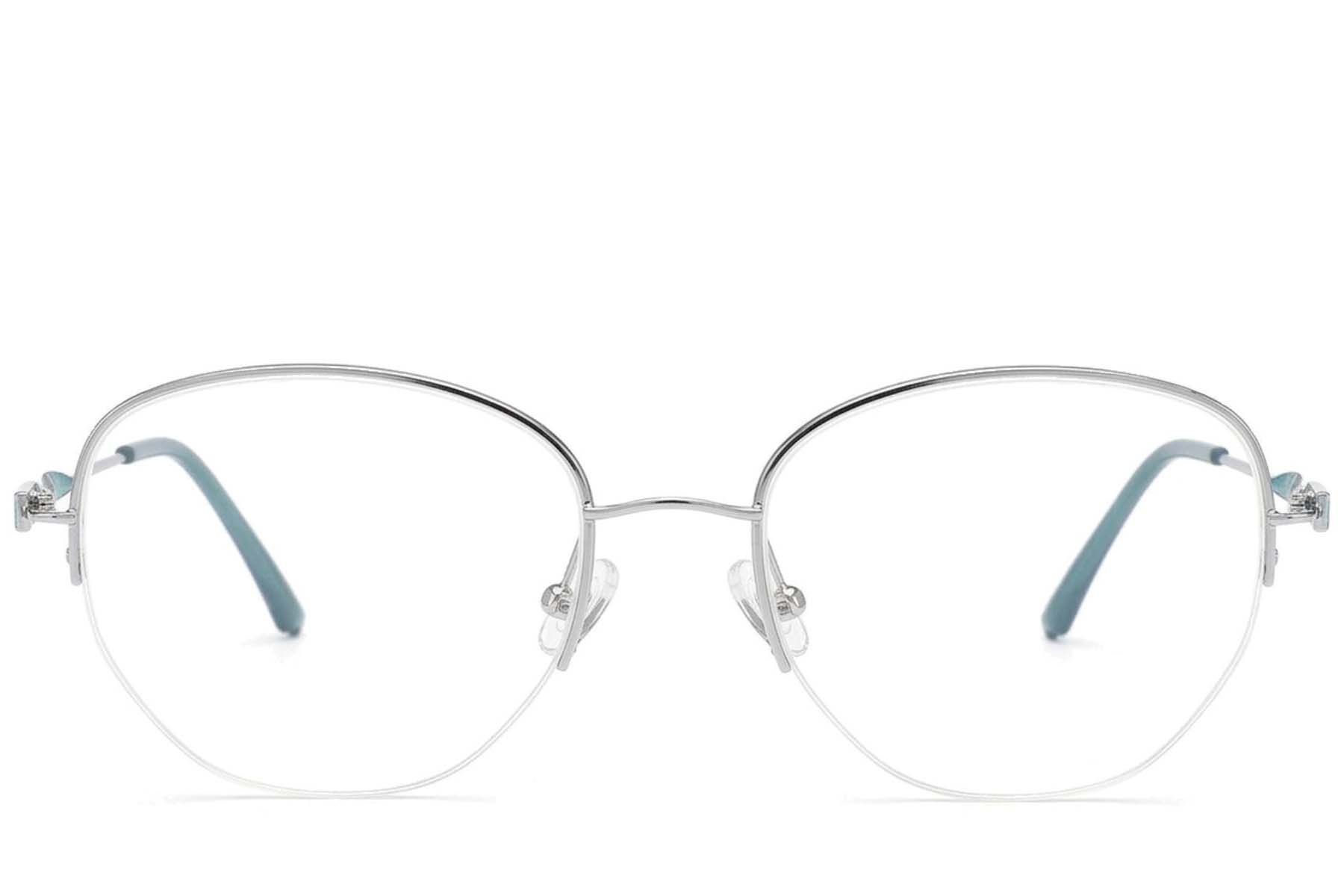 Gafas de metal plateado con montura semi al aire #BS2012-3194