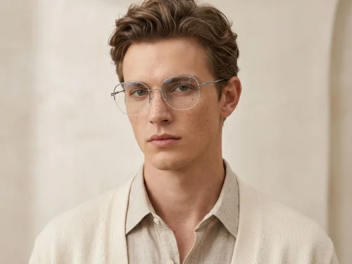 Lunettes semi-cerclées en métal argenté #BS2012-3194
