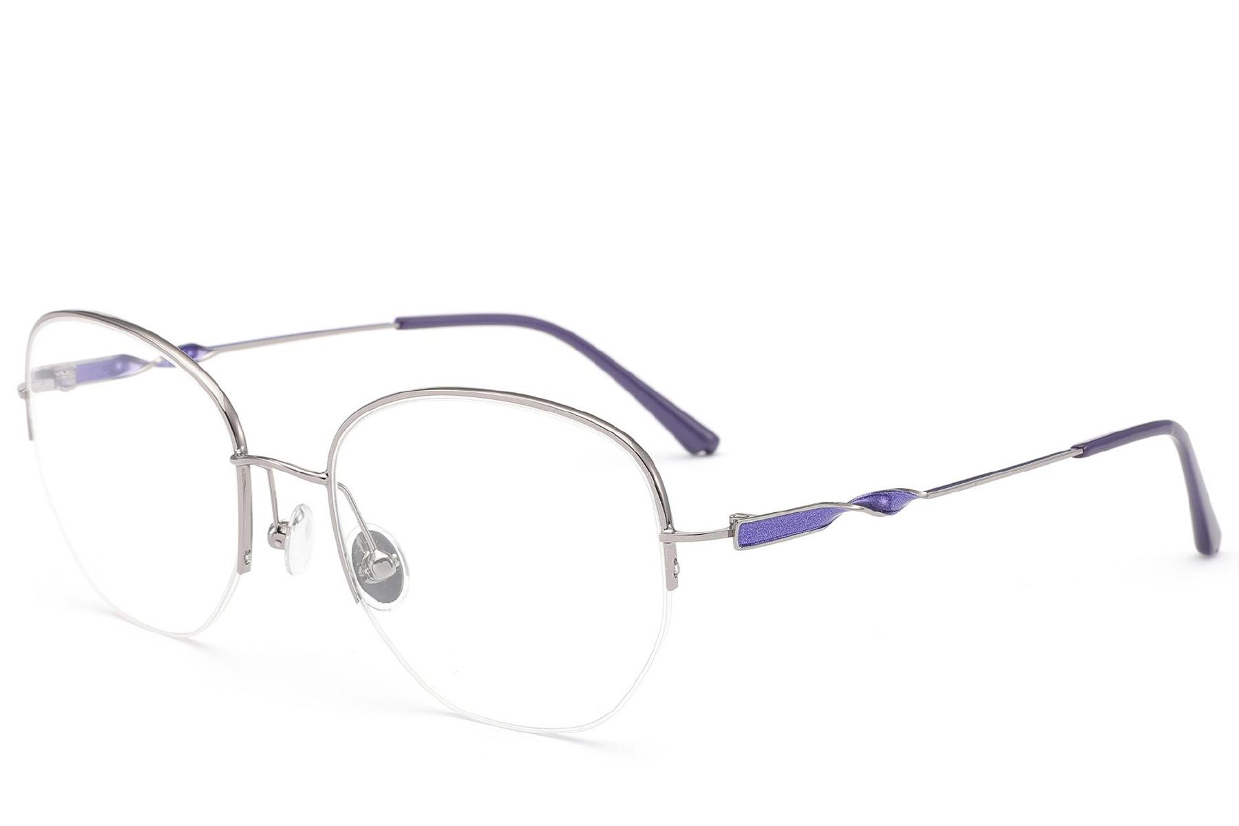 Gafas de metal gris semi al aire #BS2012-3195