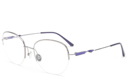 Lunettes semi-cerclées en métal gris #BS2012-3195