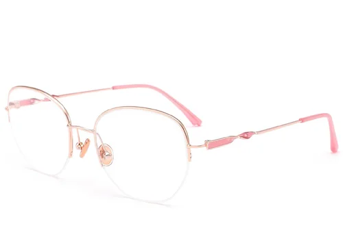 Lunettes semi-cerclées en métal rose #BS2012-3196