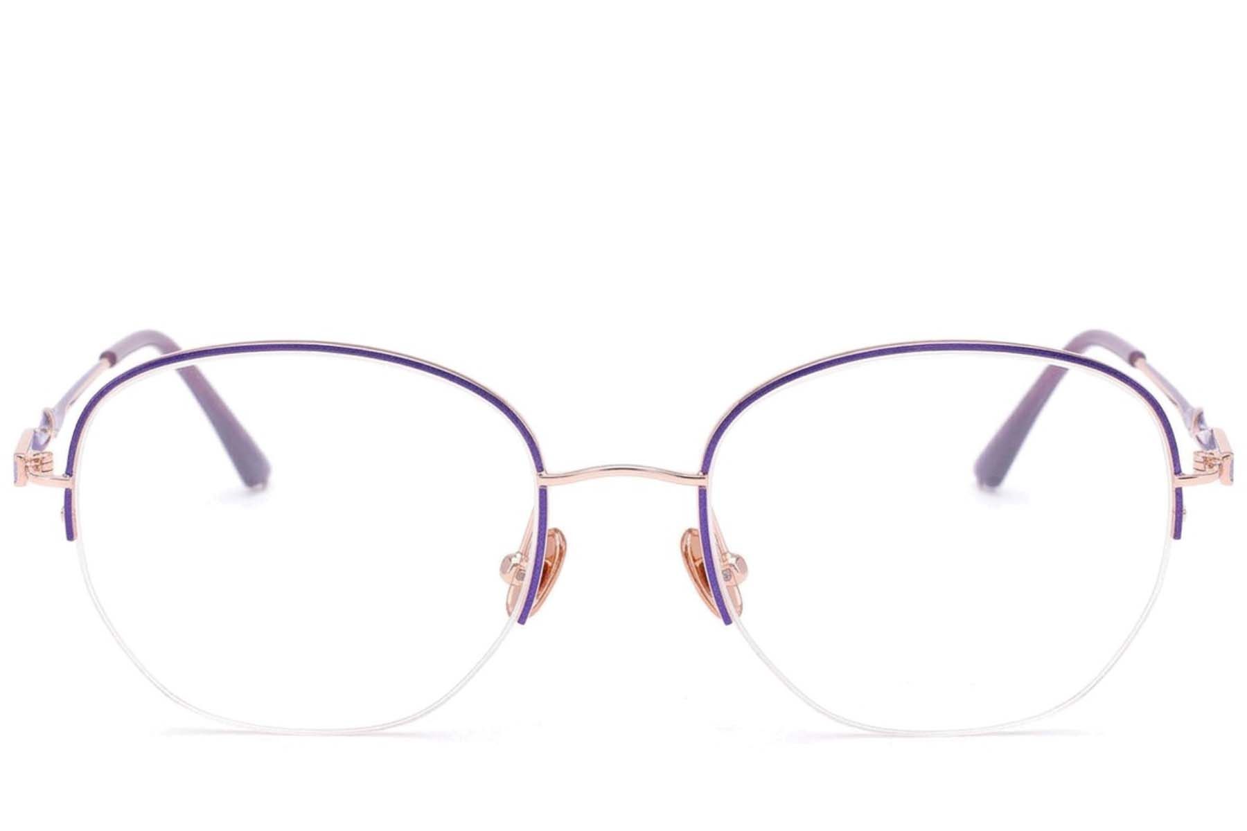 Gafas de metal morado con montura semi al aire #BS2012-3197