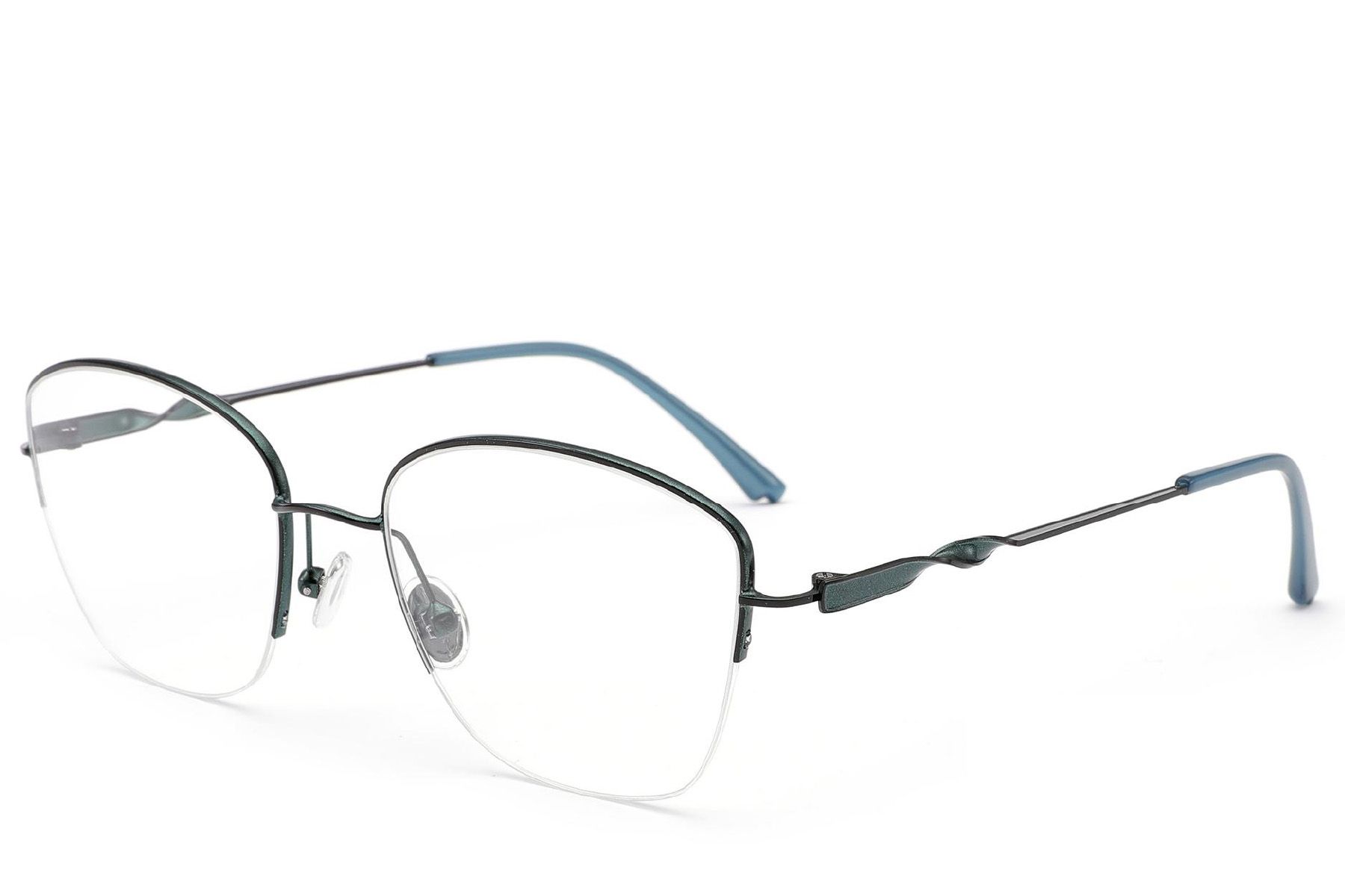 Semi-rimless Green Metal Glasses #BS2012-3198