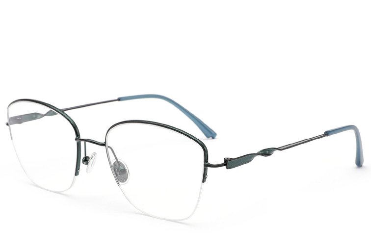 Gafas de metal verde semi al aire #BS2012-3198