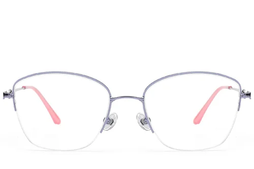 Lunettes semi-cerclées en métal violet #BS2012-3200