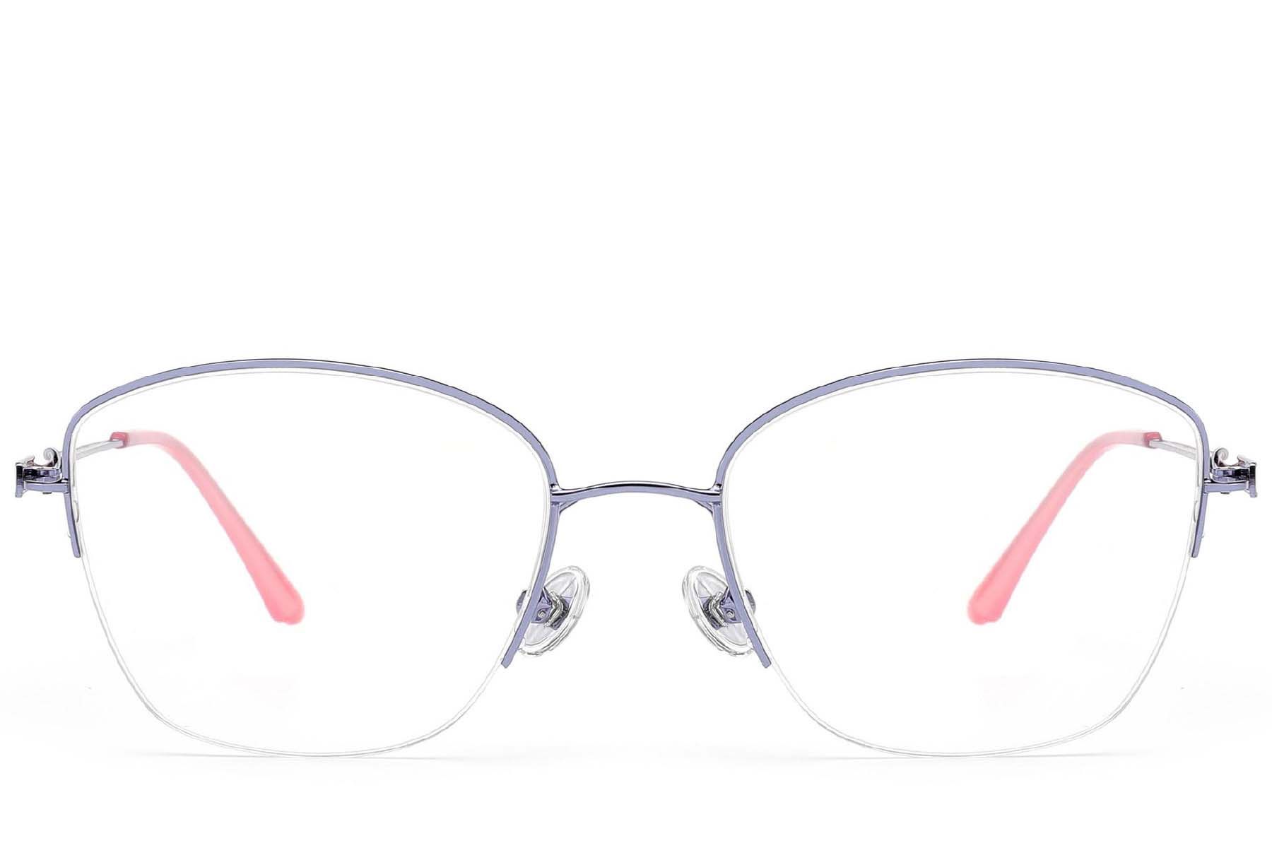Gafas de metal morado con montura semi al aire #BS2012-3200