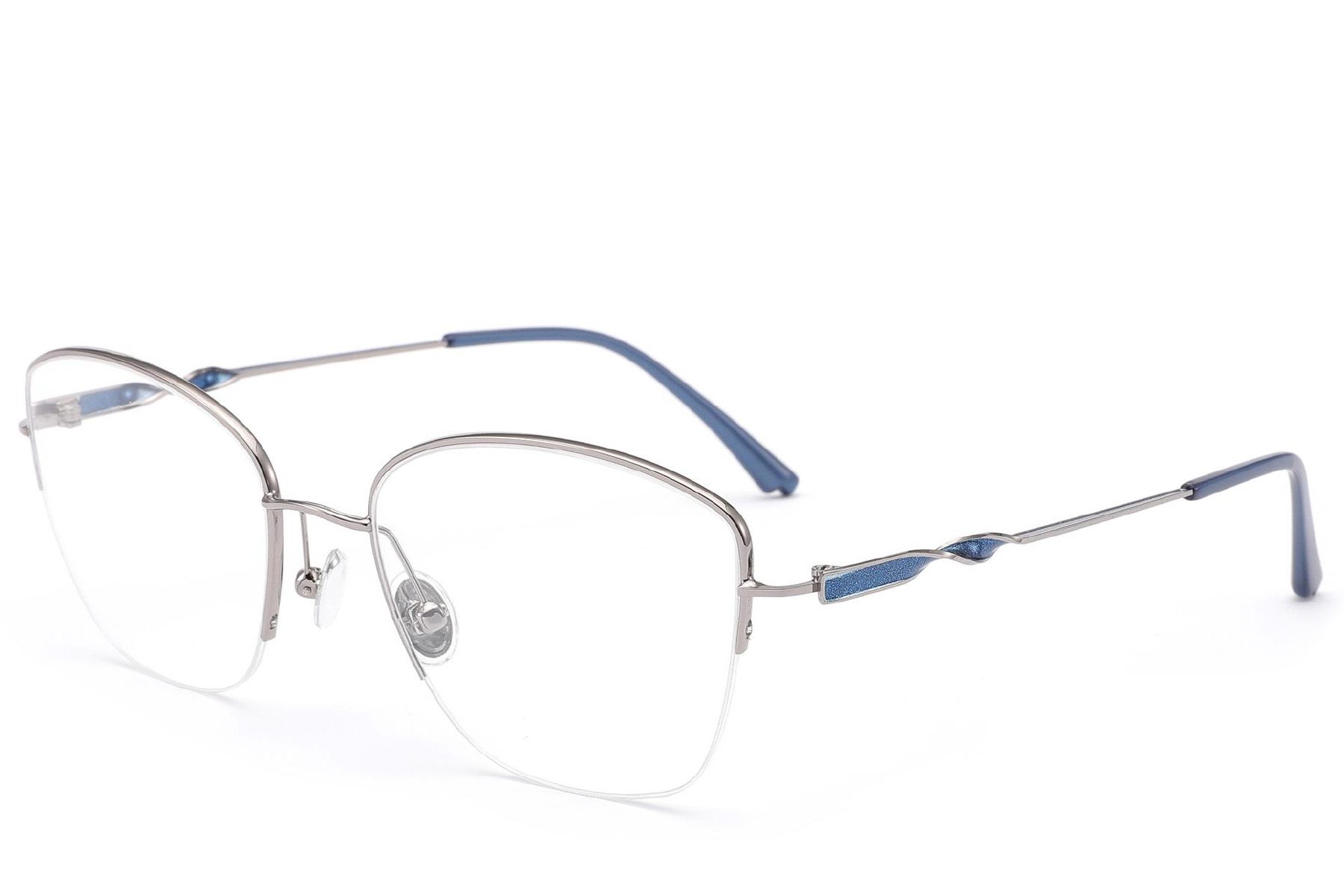 Halbrandlose silberne Metallbrille #BS2012-3201